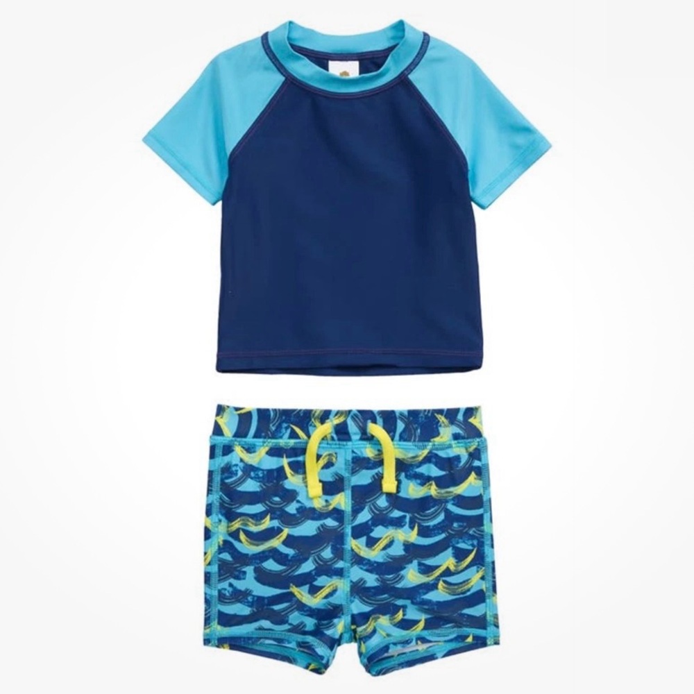 Nordstrom Baby Tucker + Tate 3 Blue Swim Set with Matching Hat NEW